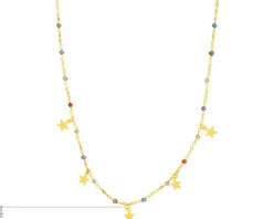 Złoty naszyjnik ze szkłem szlifowanym, ankier - gwiazdy