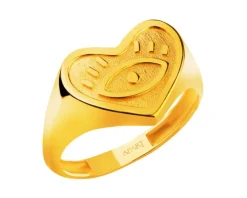 Złoty pierścionek - sygnet - serce