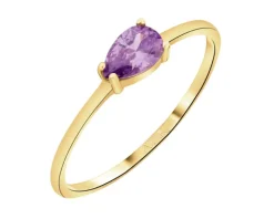 Złoty pierścionek z ametystem syntetycznym