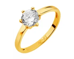 Złoty pierścionek z cyrkonią