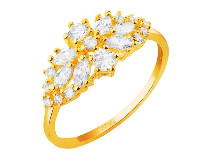Złoty pierścionek z cyrkoniami
