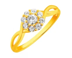 Złoty pierścionek z cyrkoniami