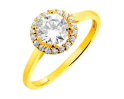 Złoty pierścionek z cyrkoniami