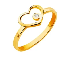 Złoty pierścionek z cyrkonią - serce