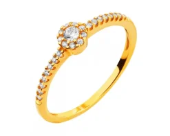 Złoty pierścionek z cyrkoniami
