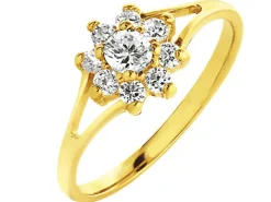 Złoty pierścionek z cyrkoniami