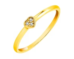 Złoty pierścionek z cyrkoniami - serce