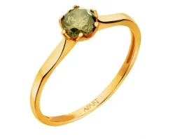 Złoty pierścionek z cyrkoniami - serce