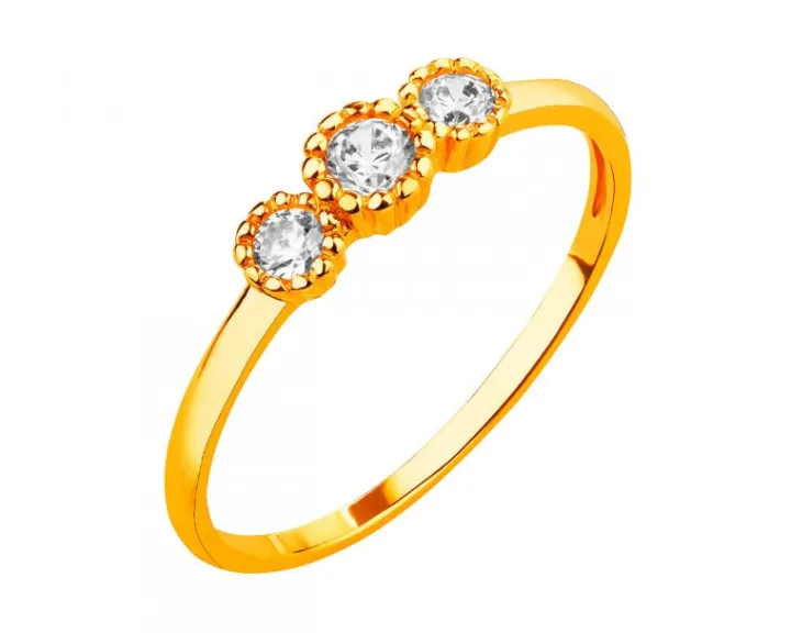 Złoty pierścionek z cyrkoniami