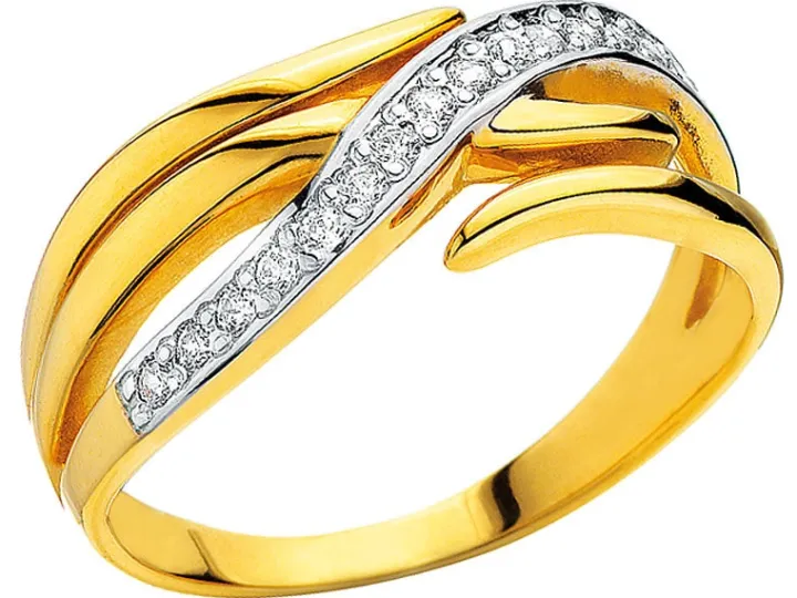 Złoty pierścionek z cyrkoniami
