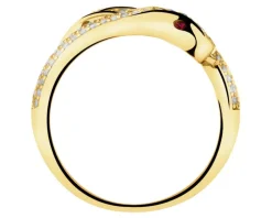 Złoty pierścionek z cyrkoniami - węże