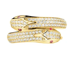 Złoty pierścionek z cyrkoniami - węże