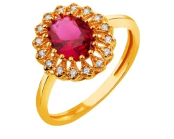 Złoty pierścionek z cyrkoniami