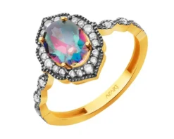 Złoty pierścionek z cyrkoniami