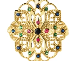 Złoty pierścionek z cyrkoniami - rozeta