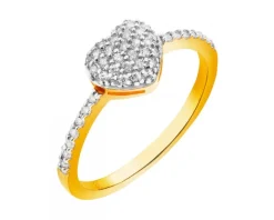 Złoty pierścionek z cyrkoniami - serce