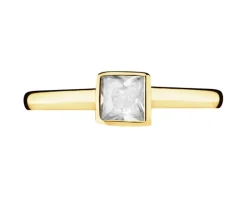 Złoty pierścionek z cyrkonią