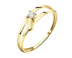 Złoty pierścionek z cyrkonią