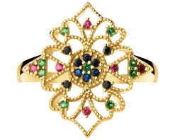 Złoty pierścionek z cyrkoniami - rozeta