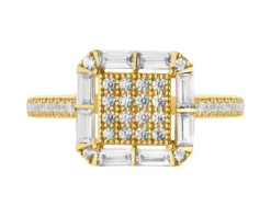 Złoty pierścionek z cyrkoniami