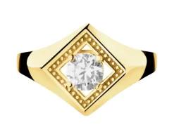 Złoty pierścionek z cyrkonią