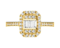 Złoty pierścionek z cyrkoniami