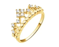 Złoty pierścionek z cyrkoniami - korona