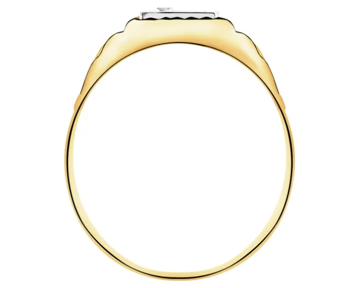 Złoty pierścionek z cyrkonią - sygnet