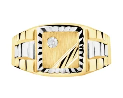 Złoty pierścionek z cyrkonią - sygnet