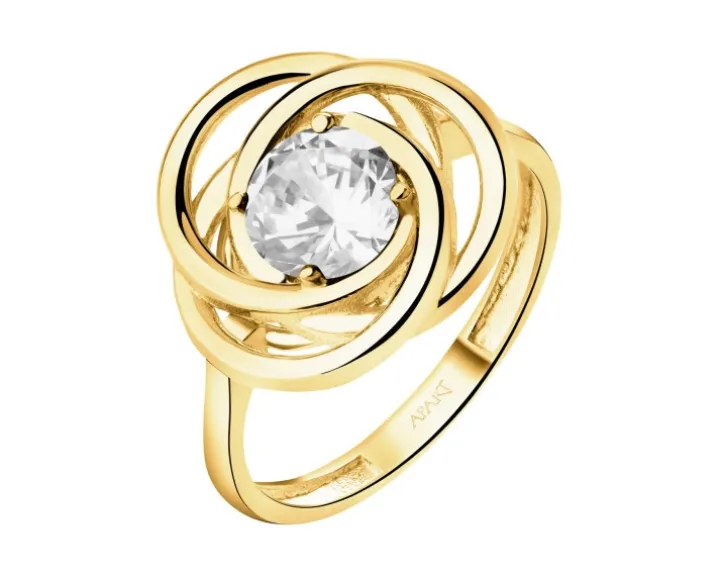 Złoty pierścionek z cyrkonią