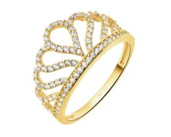 Złoty pierścionek z cyrkoniami - korona