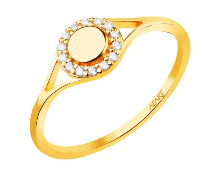 Złoty pierścionek z cyrkoniami