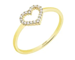 Złoty pierścionek z cyrkoniami - serce