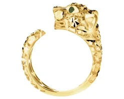 Złoty pierścionek z emalią - puma