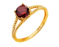 Złoty pierścionek z granatem syntetycznym