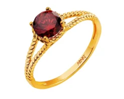 Złoty pierścionek z granatem syntetycznym