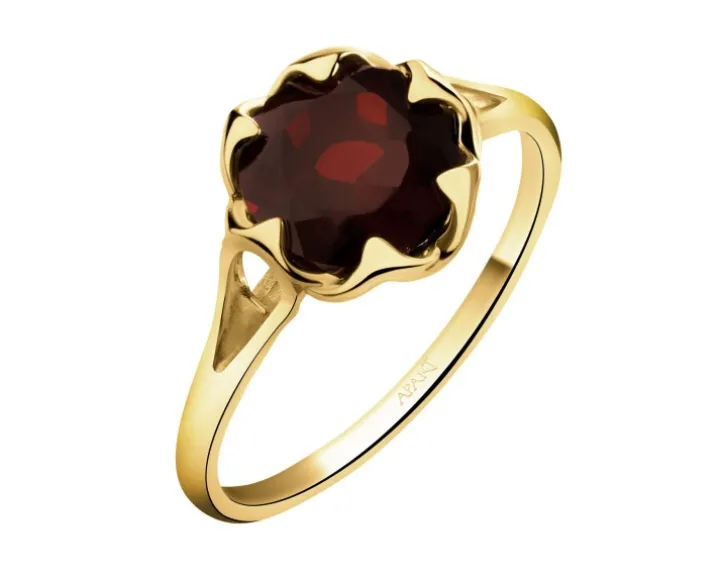 Złoty pierścionek z granatem