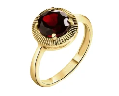 Złoty pierścionek z granatem syntetycznym