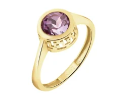 Złoty pierścionek z korundem syntetycznym