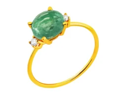 Złoty pierścionek z kwarcem i cyrkoniami