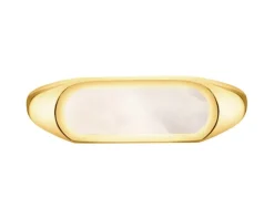 Złoty pierścionek z masą perłową  - sygnet