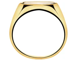 Złoty pierścionek z masą perłową  - sygnet