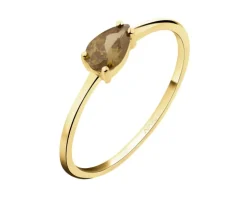 Złoty pierścionek z oliwinem syntetycznym