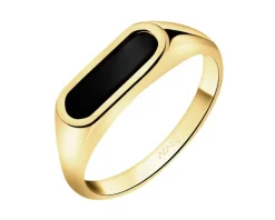 Złoty pierścionek z onyksem - sygnet