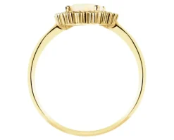 Złoty pierścionek z opalitem i cyrkoniami