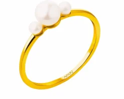 Złoty pierścionek z perłami