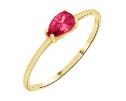 Złoty pierścionek z rubinem syntetycznym