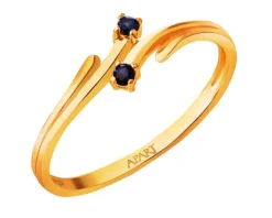 Złoty pierścionek z szafirami syntetycznymi