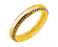 Złoty pierścionek z szafirami syntetycznymi