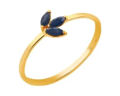 Złoty pierścionek z szafirem syntetycznym